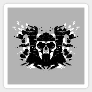 Cool Rorschach Artistic 80's Cartoon Skull Castle Sticker